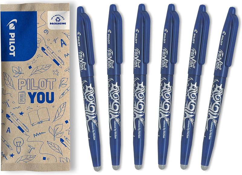 Pilot FriXion Ball Erasable Pen 0.7mm 6 Blue Refillable Note Pens