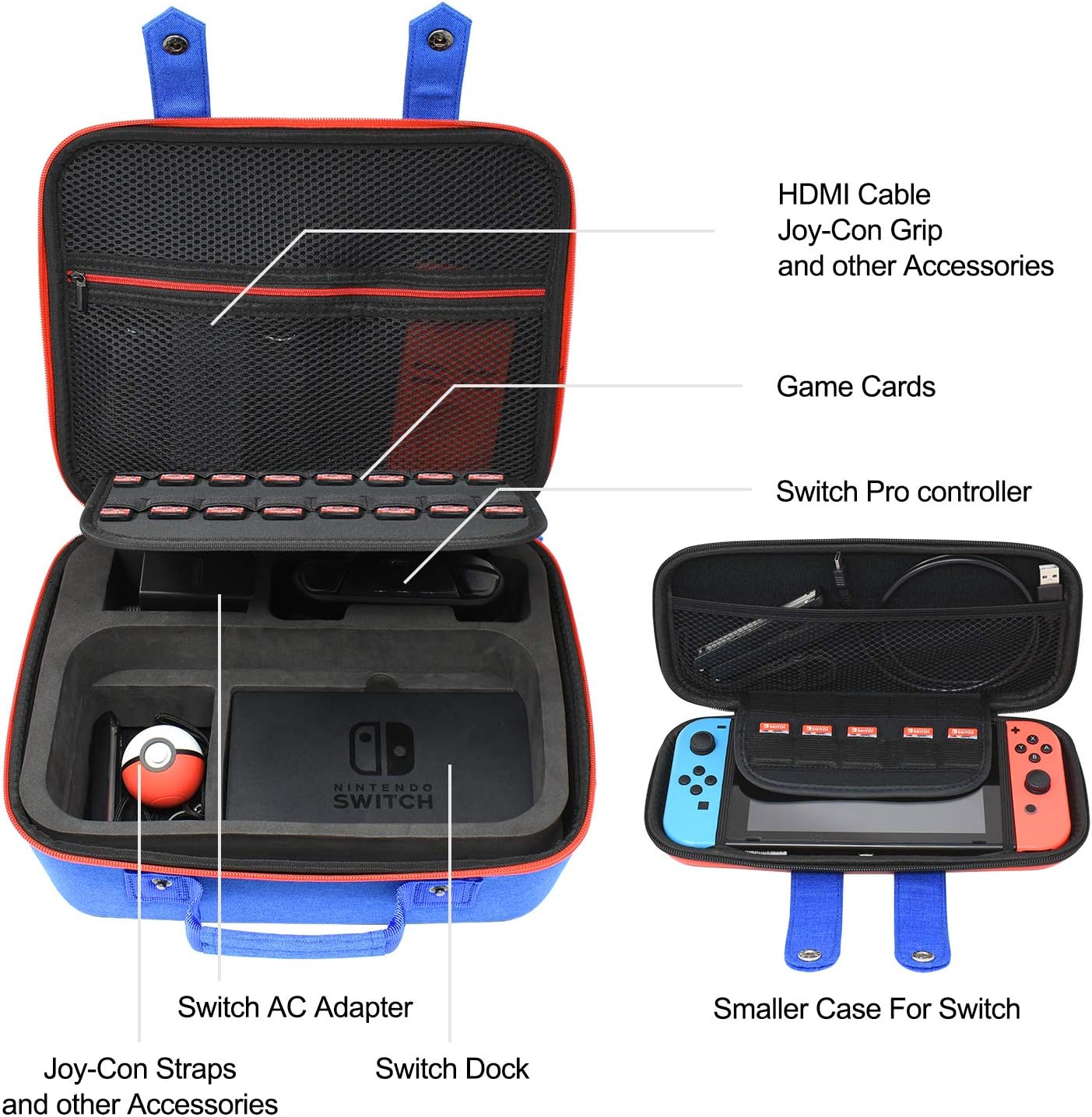 Accessories Kit Bundle for Nintendo Switch, YUANHOT Cover Case Hand Grip Controller Charger Steering Wheel Stand Carrying Case Game Card Case Compatible for Nintendo Switch (19 in 1): Electronics