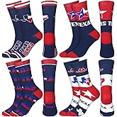 Skicuff 8 Pairs Texas City Crew Socks Colorful Funny Travel & Cities Souvenir Texas City Socks for Birthday Christmas Men Women Gifts