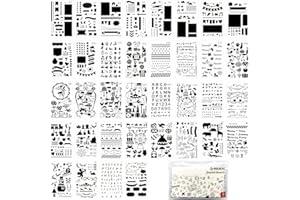 CH HAICHENG 36 PCS Plastic Journal Stencils for Bullet Junk Journal Notebook Diary Drawing Scrapbook Journal Stencil Templates 4x7 Inch