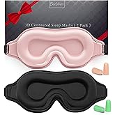 BeeVines 2 Pack 3D Contoured Sleep Mask Sleeping Eye Masks for Lash Extensions, Night Molded Mask with Adjustable Strap, 100%