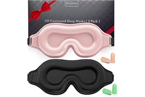 100% Blackout Sleep Mask for Women Men, 2 Packs 3D Contoured Eye Mask for Sleeping with Adjustable Strap, BeeVines Eye Mask f
