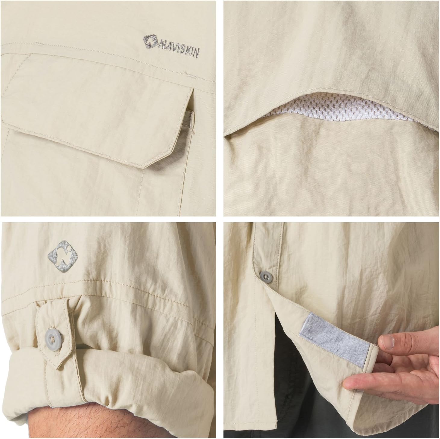 Naviskin Men's UPF 50+ Sun Protection Outdoor Long Sleeve Shirt Lightweight Quick-Dry Cooling Fishing Shirts : Clothing
