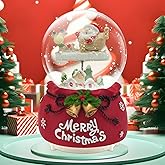 Christmas Snow Globe Lantern Musical, Snow Globes Christmas with Music, Glitter Snowflakes icicles Lighted Santa Claus Decorative Lantern, Xmas Decor Gift for Adult Girls Women