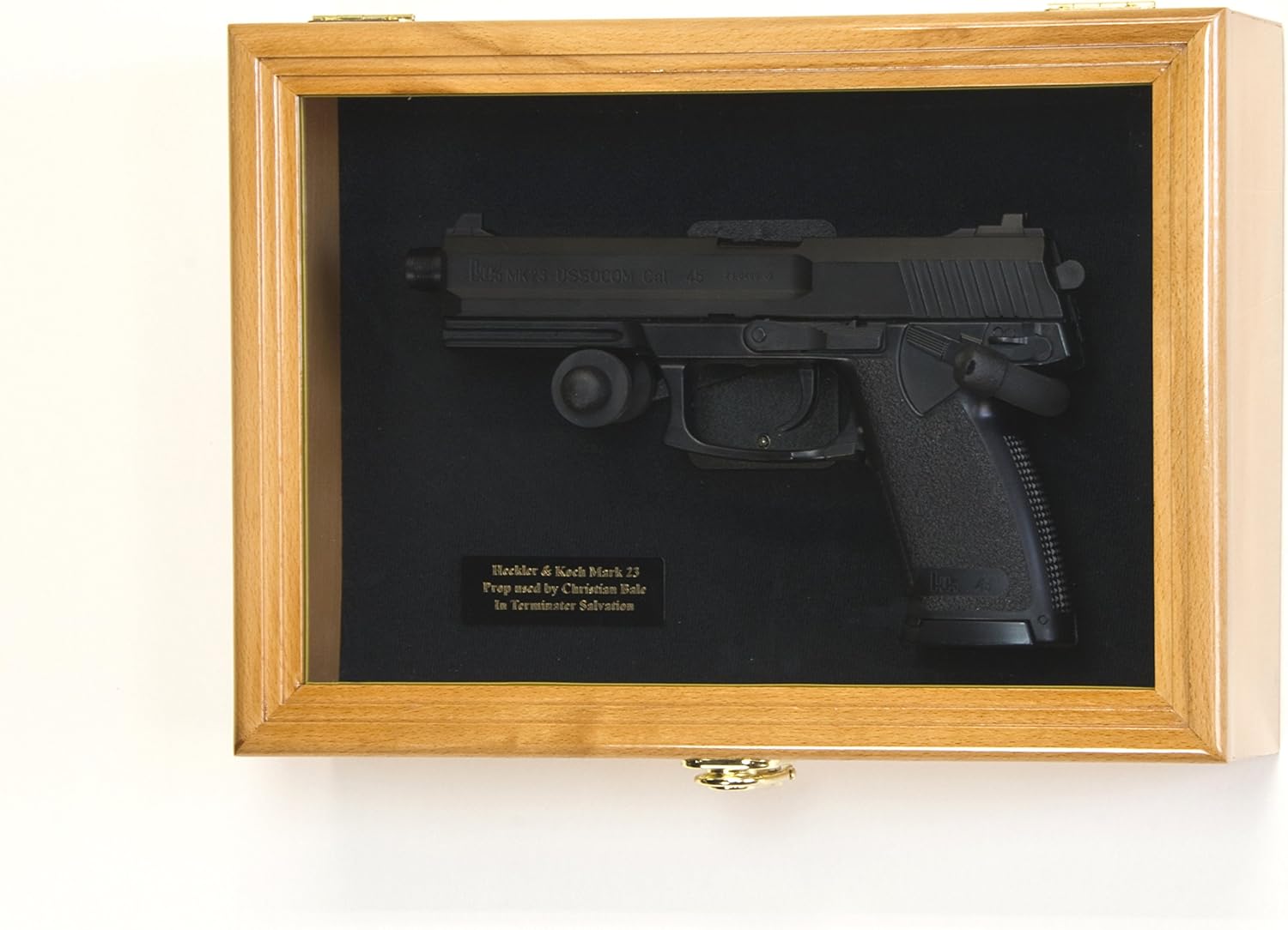 Single Pistol Display Case Wall Mount Solid Hardwood (Oak