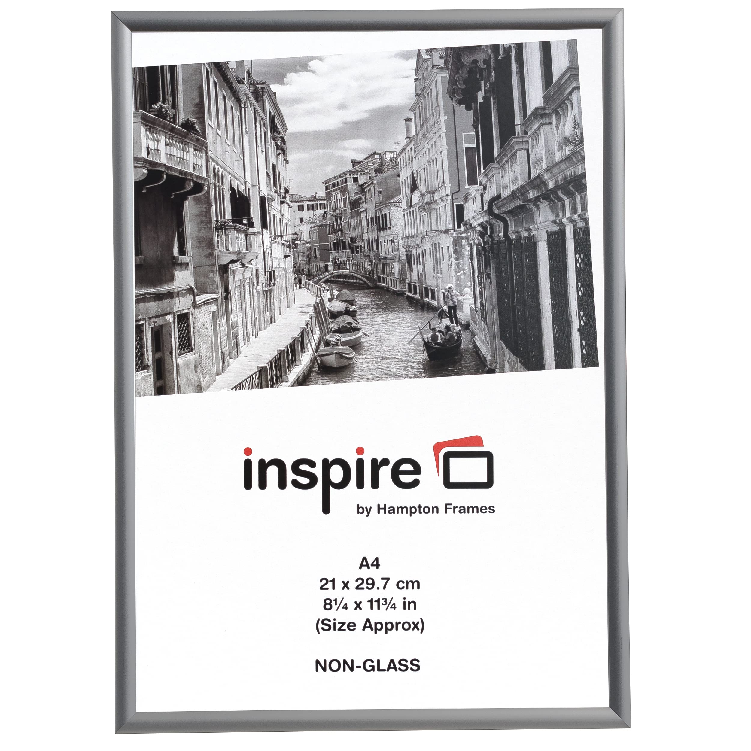 Hampton Frames | Picture Frame | A4 (21x30cm), Silver, Rectangular, Acrylic Front | Lightweight, Shatterproof, Modern Design | Display Photos, Posters, Certificates