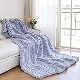 Larexius Chunky Knit Blanket - Luxury Soft Cozy 60 * 80 Throw Blanket,100% Woven Blanket Rope Knot Throw Blanket for Couch, Sofa, Home Decor, Gift - Machine Washable (Grey, 60 * 80)