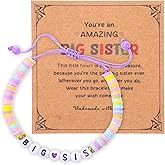 YBEATY Big Sister Bracelets Big Sis Stackable Bracelet Surfer Stretch Accessories Jewelry Pink Purple Purple Rainbow Beads Bracelets for Birthday Christmas Announcement Jewelry Daily Wear