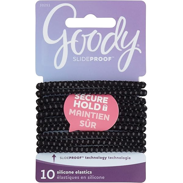 Goody Hair Slideproof Hair Tie Elastics 4mm Black 10 Count