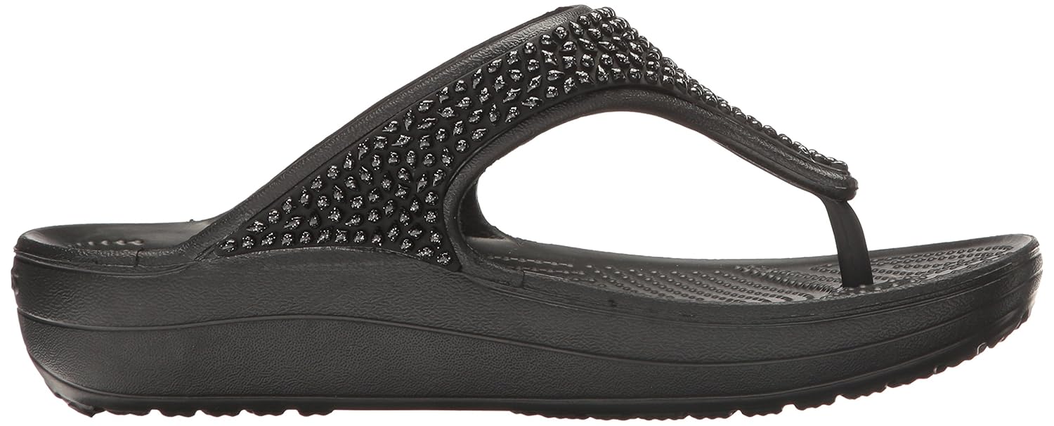 crocs sloane embellished women flip in black
