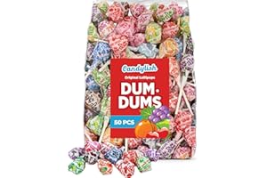 CANDYLISH Original Mix Lollipops - Assorted Flavors, Individually Wrapped, Bulk Candy Pack, 50 Pops - Perfect for Parties, Birthdays, Parades, and Kids Events