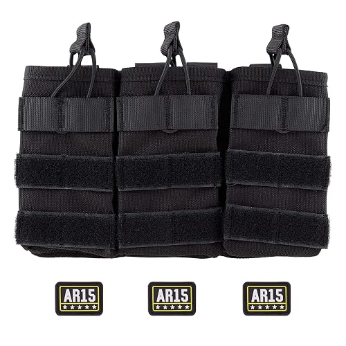thumbnail image 2 of Triple Open Top Magazine Pouch – Nylon, Black – Fits .223/5.56 & 7.62 Mags 2 of 6
