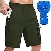 Bikewa Men's Mountain Bike Shorts 3D Padded Loose-fit Biking Riding Cycling Bicycle Biker Shorts Zipper Pockets