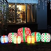Liliful 7 Pcs LED Inflatables Outdoor Decorations - 6.6 Ft Inflatable Joy Santa Claus Large Blow up Decor for Xmas Party Yard Lawn Garden