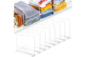OURHOM Acrylic Closet Organizer, 8pcs Shelf Dividers for Closet Organization for Wire Shelf Dividers, Clear Closet Shelf for Wire Closet, Shelves Shelf Organizer for Bedroom, Kitchen and Office (8, 8.8inch)