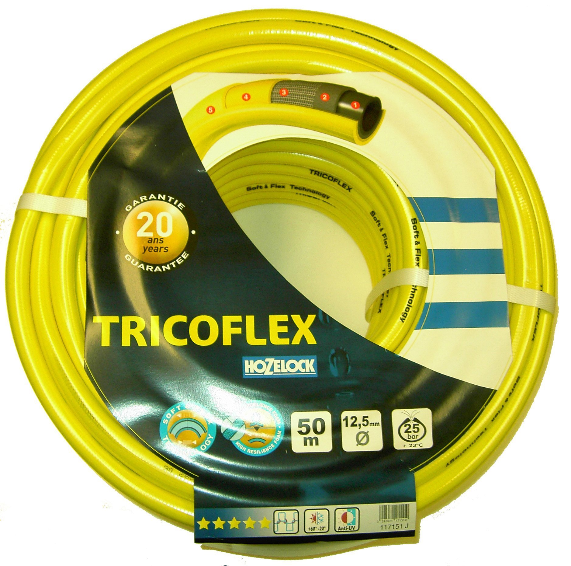Tricoflex 00110216 Water Hose 50 m Yellow 1.3 cm (0.5 Inch)