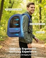 Pecute Cat Carrier Dog Backpack Expandable Portable Breathable Rucksack Blue view 6