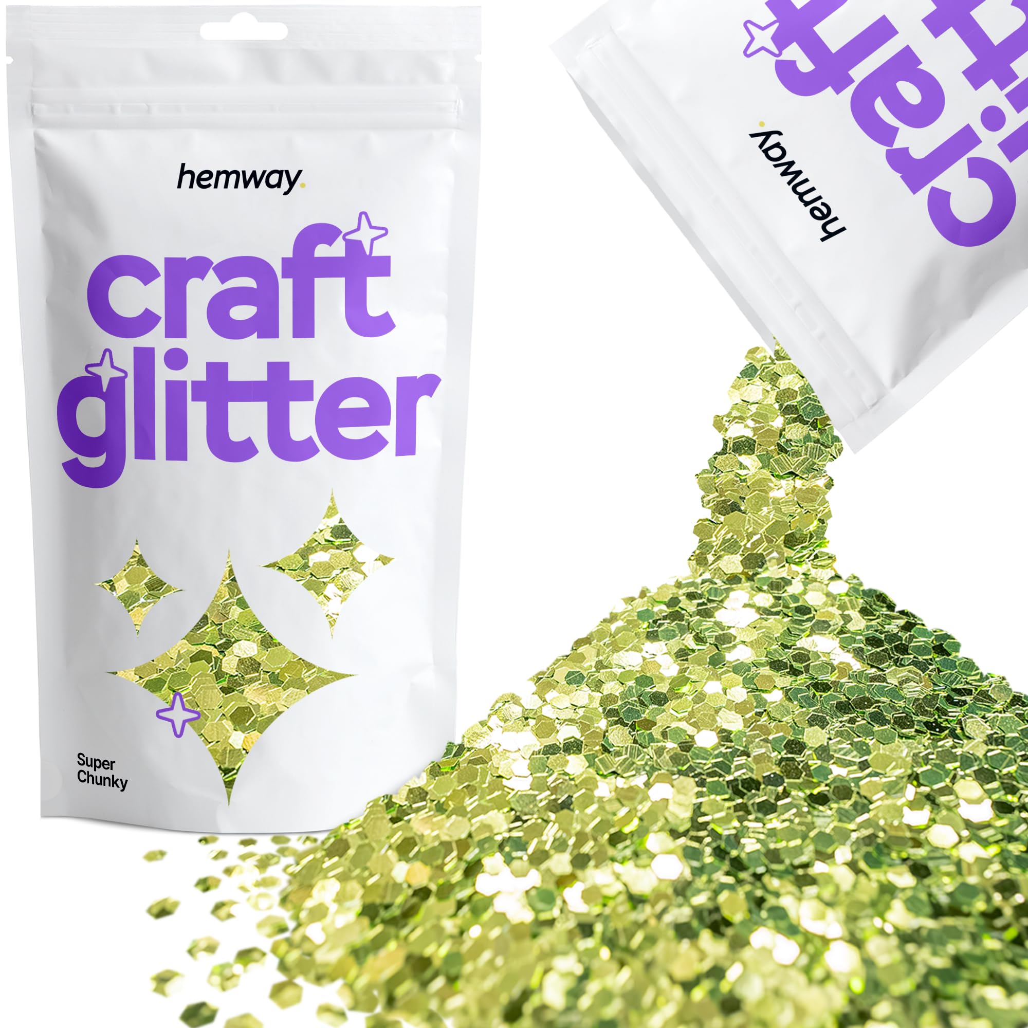 Hemway Craft Glitter Olive Green 100g Super Chunky Glitter for Crafts, Resin, Cosmetic, Nail, Face, Body, Festival, Tumblers, Art, Candle, Crafting