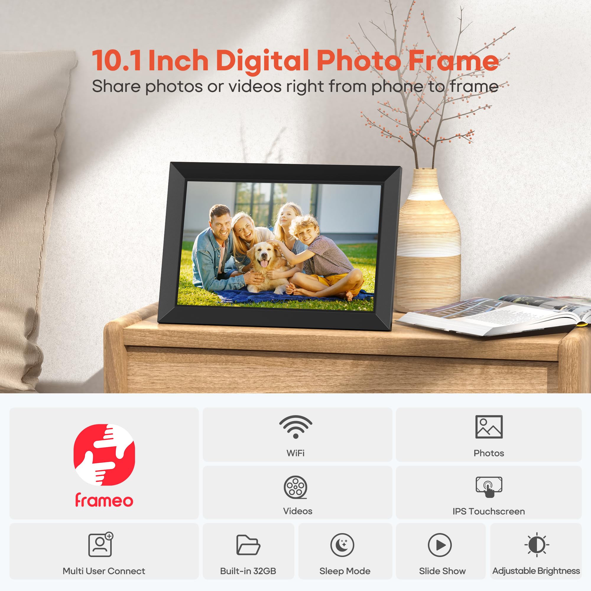 BIGASUO Digital Picture Frame, 10.1