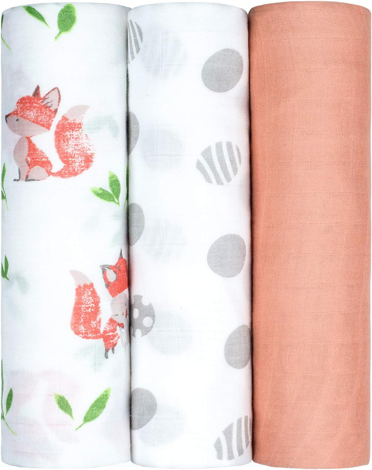 Muslin Swaddle Blankets, Unisex Baby Swaddle Blanket for Newborn Boy Girl, Nursery Swaddling Blankets, 3 Pack Neutral Bamboo Organic Cotton Receiving Swaddle, 47 x 47 Inches: Kitchen & Dining