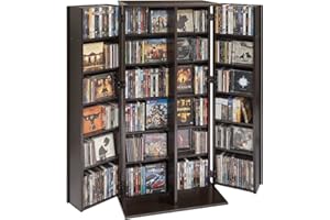 VEVOR Media Storage Cabinet, 6-Tier DVD Shelf Organizer, 24.02 x 14.49 x 50 in Multimedia Storage Organizer for CDs, DVDs, Bo