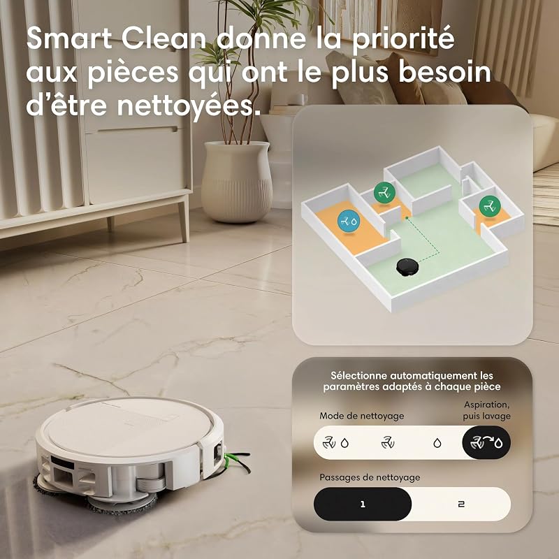 Roomba Plus 576 Combo Robot+AutoWash- 25KPa -Base Multifonction - Lavage à 75°C - séchage des lingettes à 45°C - LiDAR Clearview+Caméra - 3 mois d'autovidage - Accessoires supplémentaires- Noir