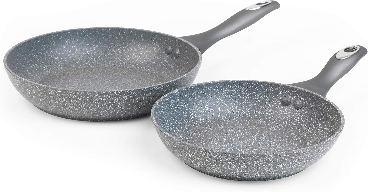 Salter BW04136 Marble Collection 2 Piece Frying Pan Set, 20/24 cm, Grey