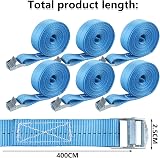 ASelected 4 Pcs Ratchet Tie Down Straps 4 m x 25 mm Blue view 2