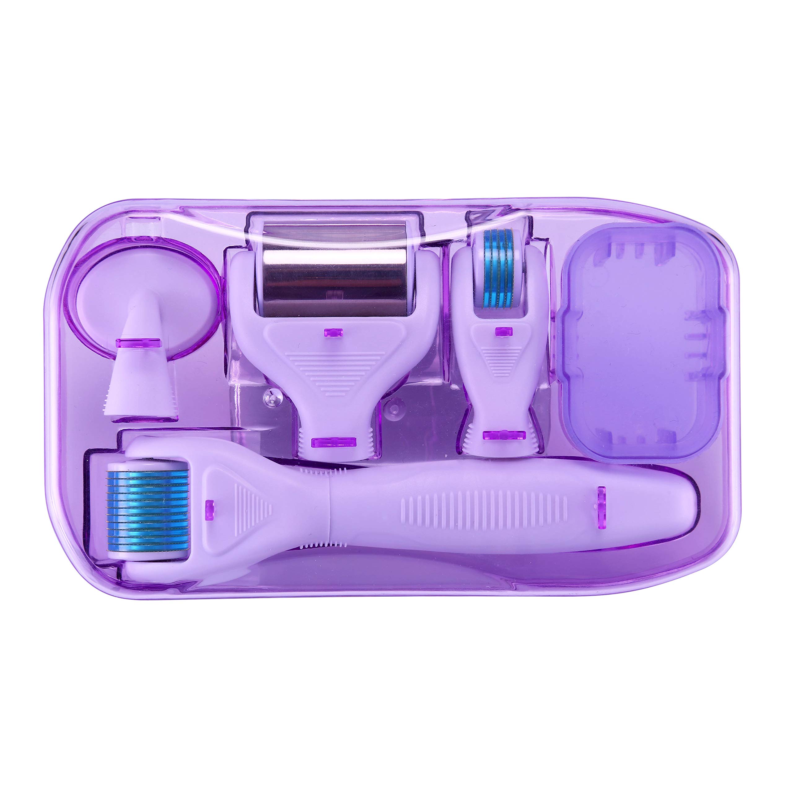 Derma Roller Ice Roller Kit .25mm Titanium Microneedles 6 in 1 Ice Roller Dermaroller for Face and Body, 12/300/ 720 Titanium Micro Needle and Ice Roller Massager Pain Relief