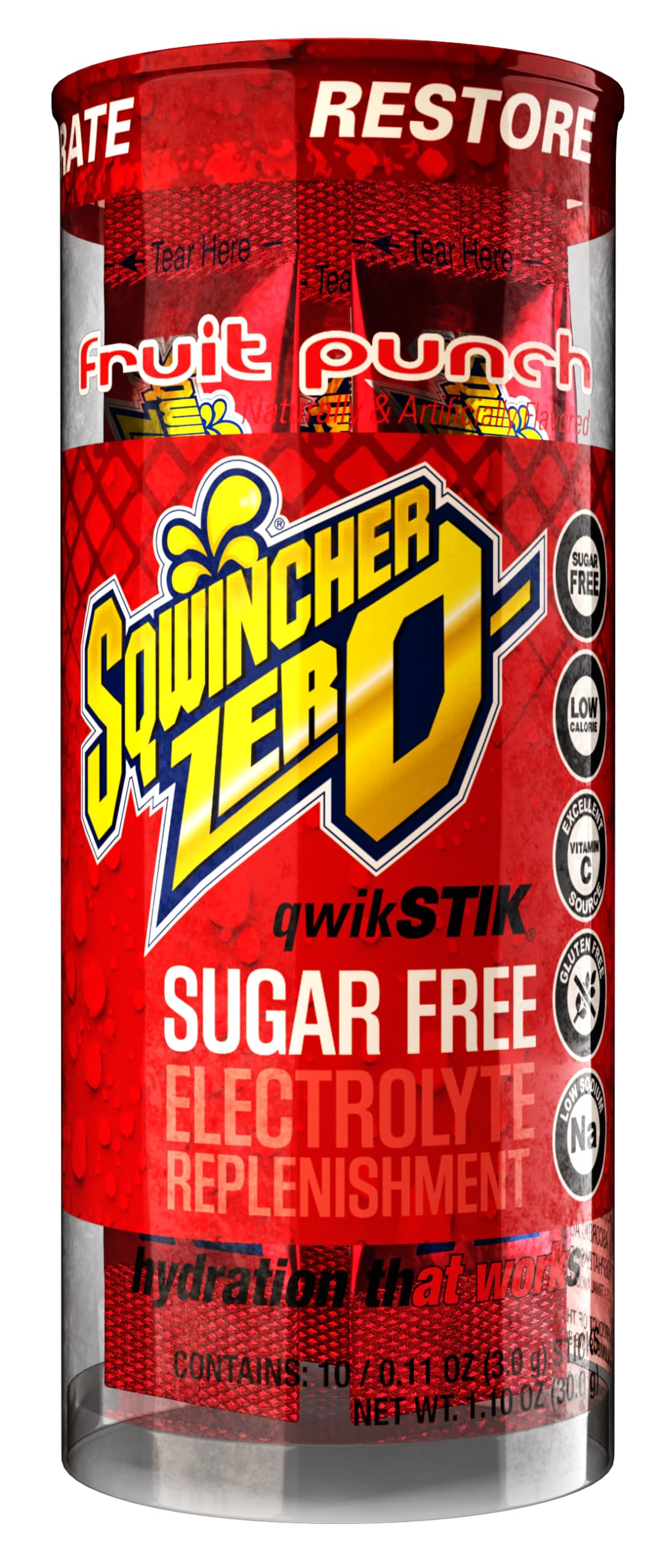 Sqwincher Zero Qwik Stik Sugar Free, 4 Flavor Variety Pack, .11 oz (Pack of 200)