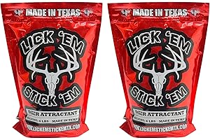 LICK EM STICK EM Lick'Em Stick'Em Deer Attractant | Natural Long-Lasting Powder for Year-Round Hunting and Wildlife Tracking | Nutrient-Rich Deer Lure | 4lb Bag
