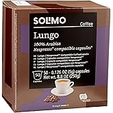 Amazon Brand - Solimo Lungo Capsules, Compatible with Nespresso Original Brewers, Medium Roast, 50 Count (Pack of 1)