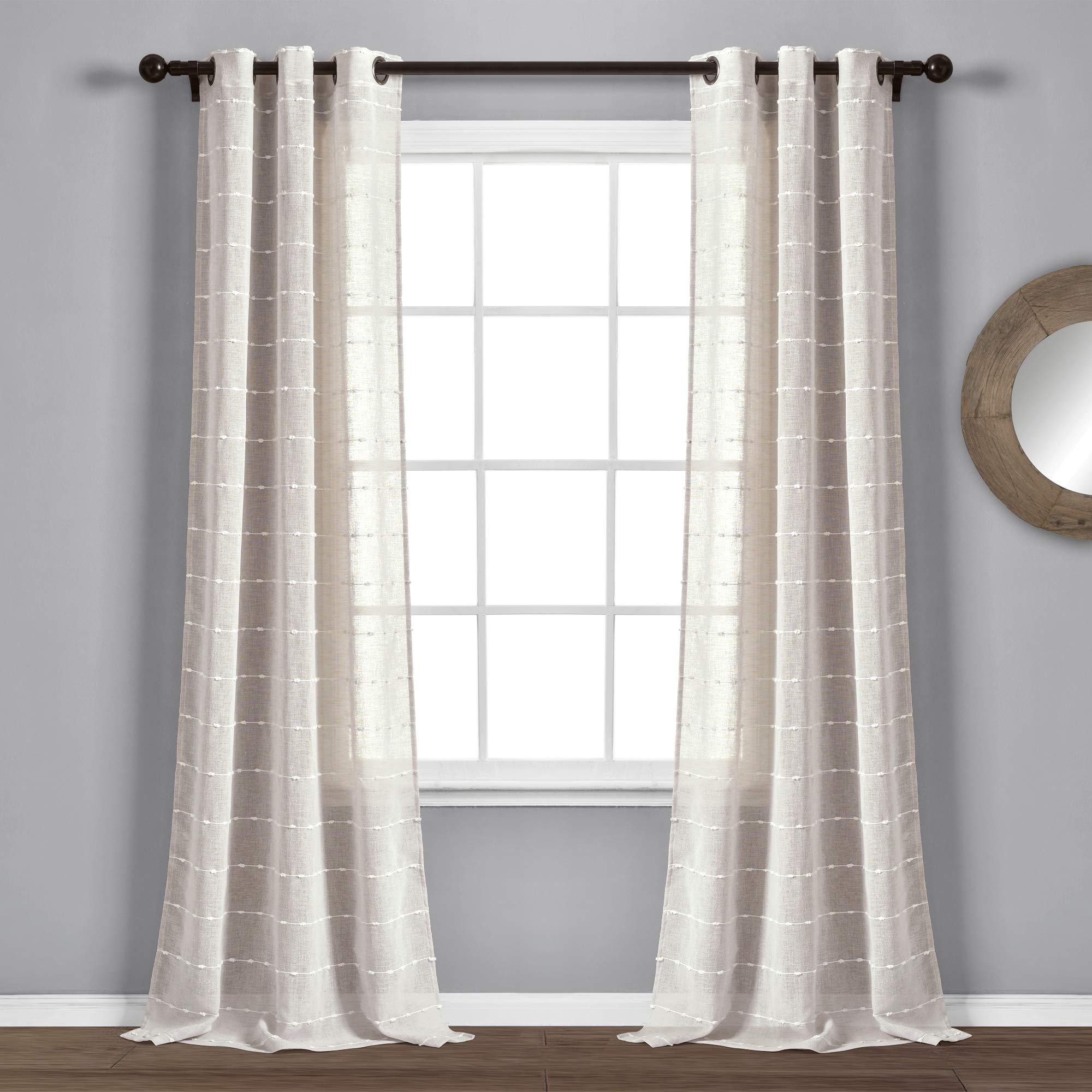 Lush Decor Window Curtain Set (84" x 38"), Polyester, Beige, 38" W x 84" L (Pack of 1)