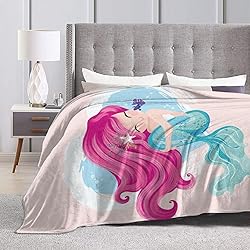 Duduho Cute Mermaid Girl Bed Blanket Ultra Soft