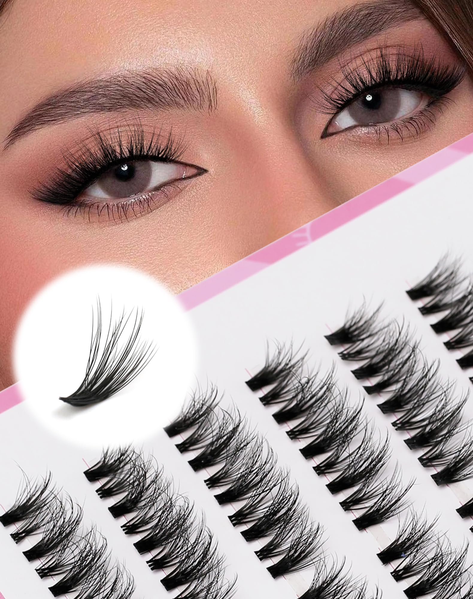 Jiocolor Wispy Individual Lashes Natural Lashes 7 Pairs DIY Mink Cluster Eyelash Extensions Fluffy D Curl by JIOCOLOR — image 1