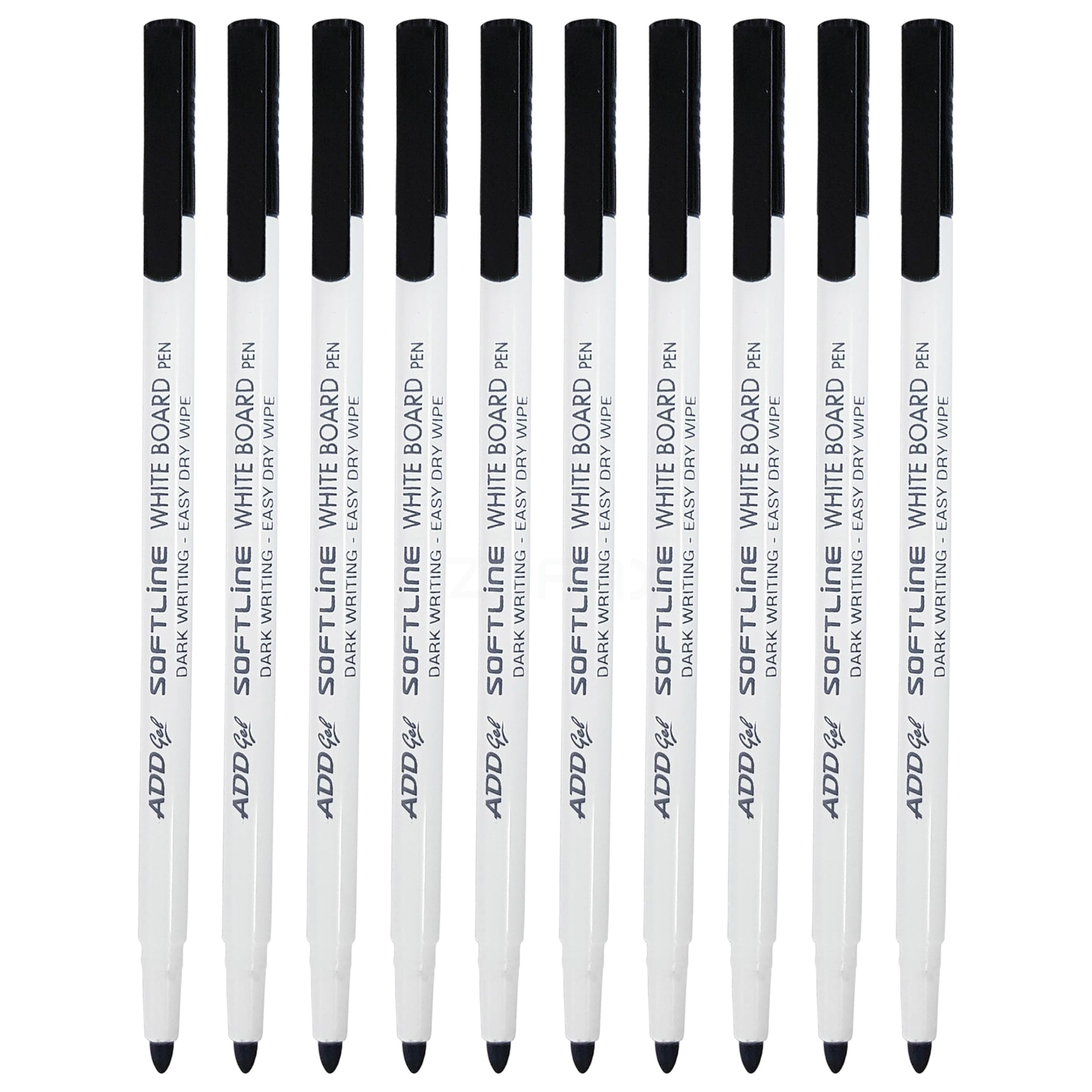 Handy Dry Erase Whiteboard Marker Pens, BLACK, Medium Point (1.0mm), Pack of 10, Bullet Broad Tip, School Office Home Everyday Use, iZOFAX Black Ball Pen