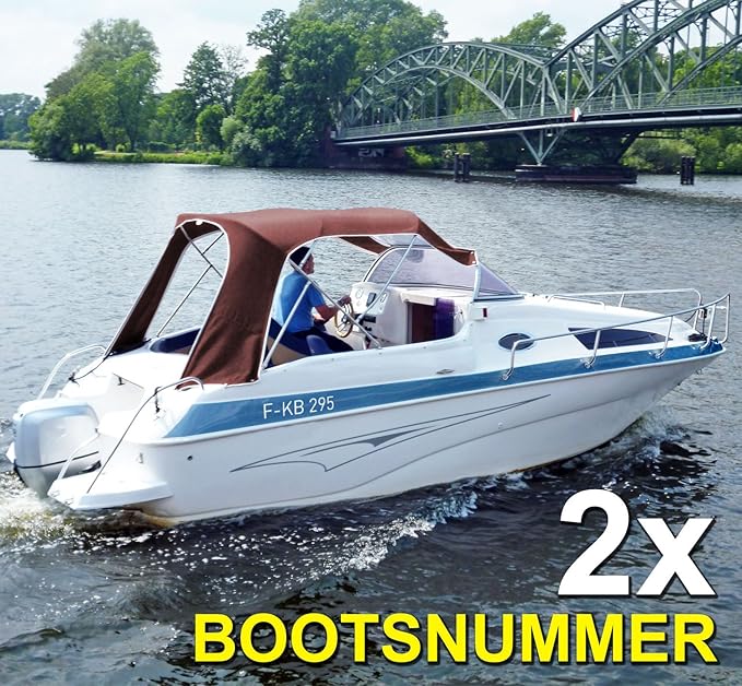 com com Werbung & Druck GmbH Bootskennzeichen - Bootsnummern // zwei Stück // WEISS