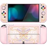 PlayVital ZealProtect Soft Protective Case for Nintendo Switch OLED, Flexible Protector Joycon Grip Cover for Nintendo Switch OLED with Thumb Grips & ABXY Direction Button Cap - Magic Wings