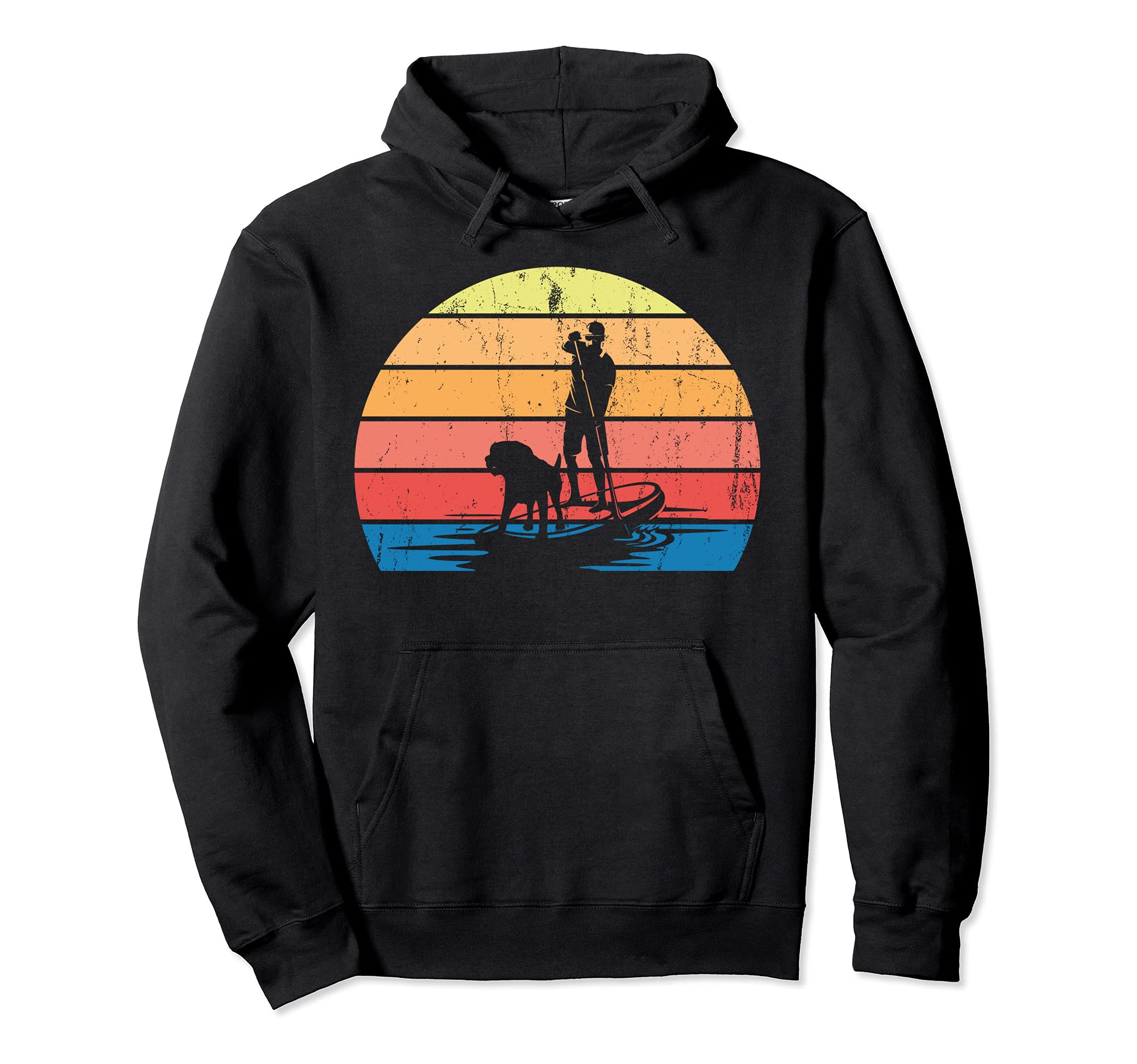 Sunset SUP Paddleboarder Dog Animal Stand Up Paddling Pullover Hoodie