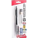 Pentel Graph Gear 500 Automatic Drafting Pencil with Lead and Mini Eraser, 0.5 mm (PG525LEBP),Black,1 Pack w/ Lead & Eraser