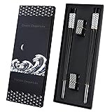 TIICOO Metal Chopsticks Reusable 2 Pairs Titanium