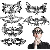 Kioiner 6 Pcs Lace Masquerade Masks, Black Sexy Lace Masks, Venetian Eye Mask for Bachelorette Party, Cosplay Party, Costume
