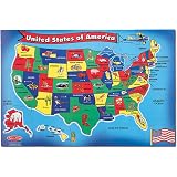 Melissa & Doug USA (United States) Map Floor Puzzle (Wipe-Clean Surface, Teaches Geography & Shapes, 51 Pieces, 24” L x 36” W, Great Gift for Girls and Boys - Best for 6, 7, 8 Year Olds and Up)