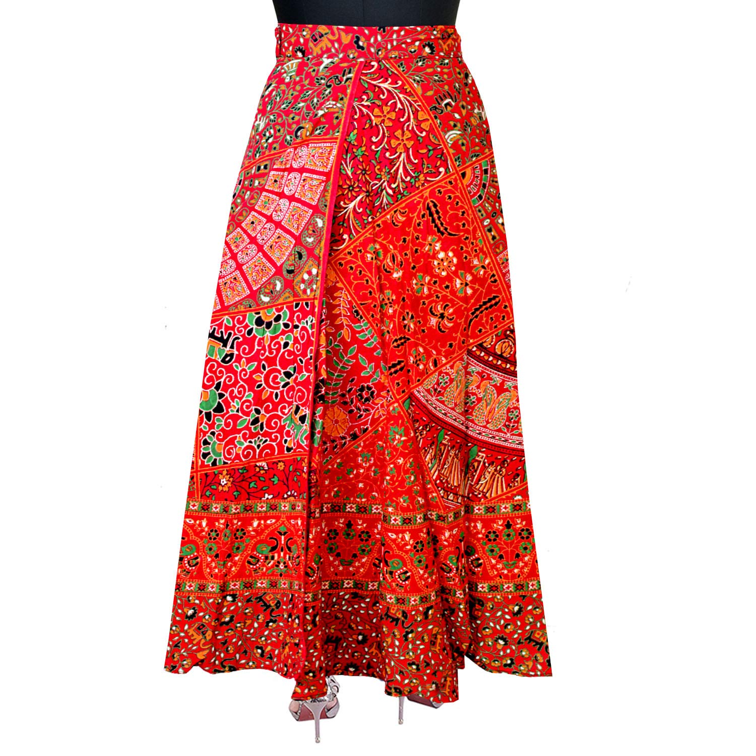 jwf women's cotton wraparound skirt multicolour, free size