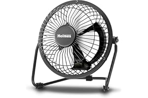 HOLMES 4" Mini High-Velocity Personal Desk Fan, 4 Blades, Adjustable 360° Head Tilt, Durable Metal Construction, Single Speed, Ideal for Home, Dorm Rooms, Bedrooms, or Offices, Black