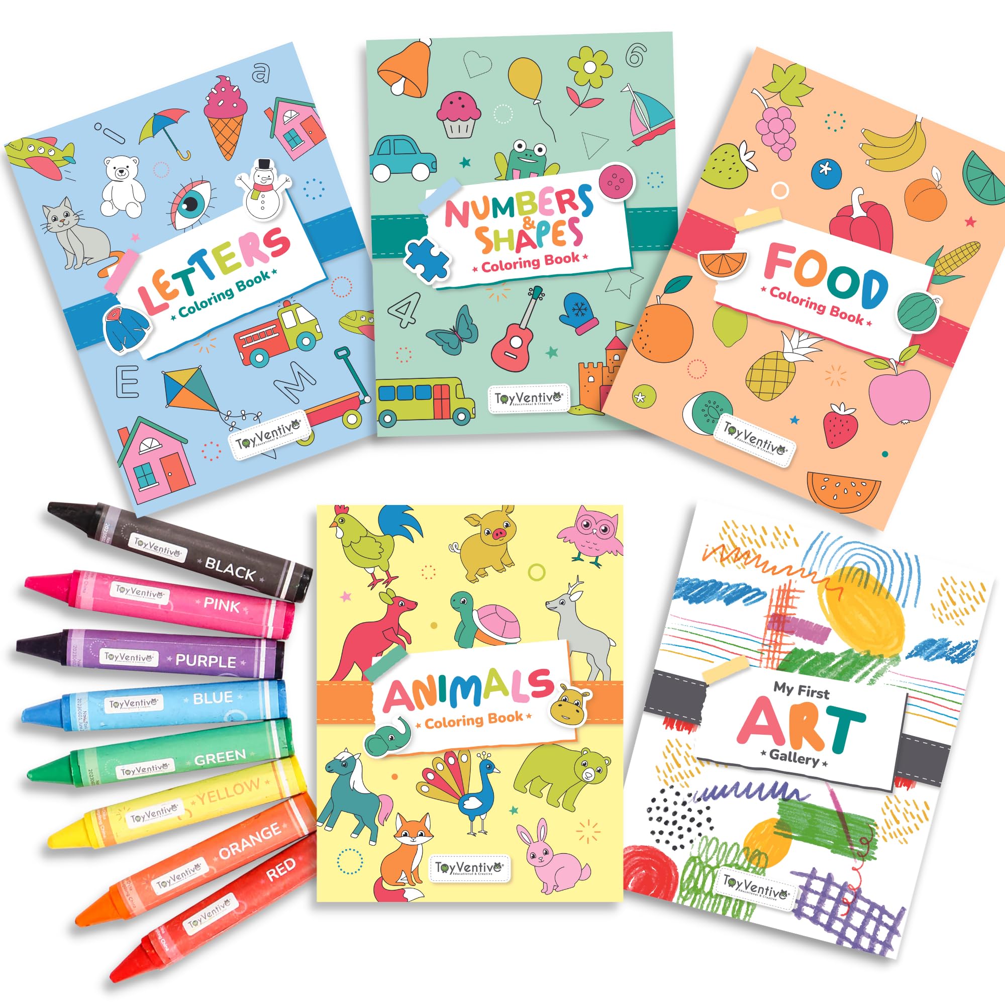 TOYVENTIVE Toddler Coloring Books & Crayons, Toys & Birthday Gifts for 1+,2,3,4 Years Old Boys, Toddlers & Preschoolers Age One,Two,Three,Four yr Olds