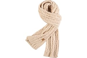PAGE ONE Women's Ribbed Knit Scarf Winter Warm Long Big Wrap Cashmere Wool Thick Large Chunky Scarf for Women