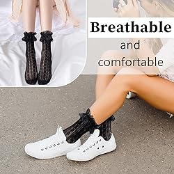 MKYSZLT Women Black Lace Socks Ruffle Frilly Dress