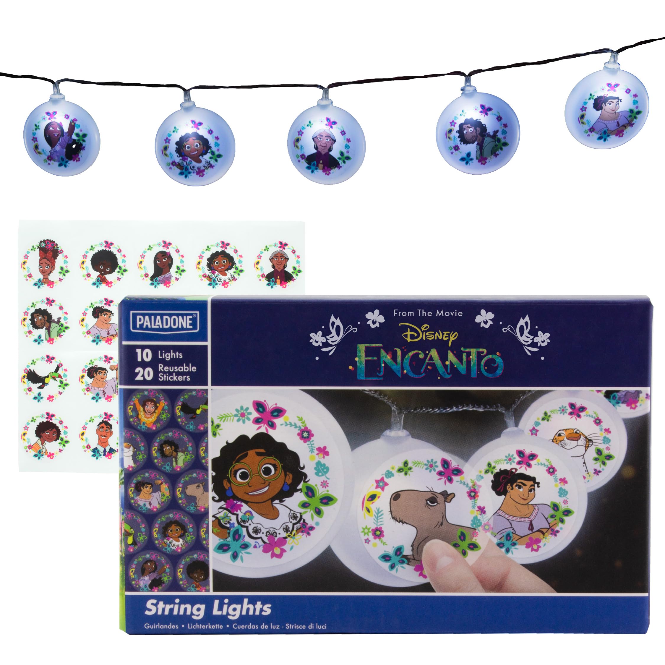 Paladone Encanto String Lights with Stickers | Disney's Kids Movies Encanto Bedroom Decor