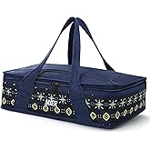 MIER Insulated Casserole Carrier for Hot or Cold Food Thermal Food Carrier Bag for Lasagna Potluck Parties Picnic Cookouts, Fits 9"x13" Baking Dish/Foil Pan, Deep Blue